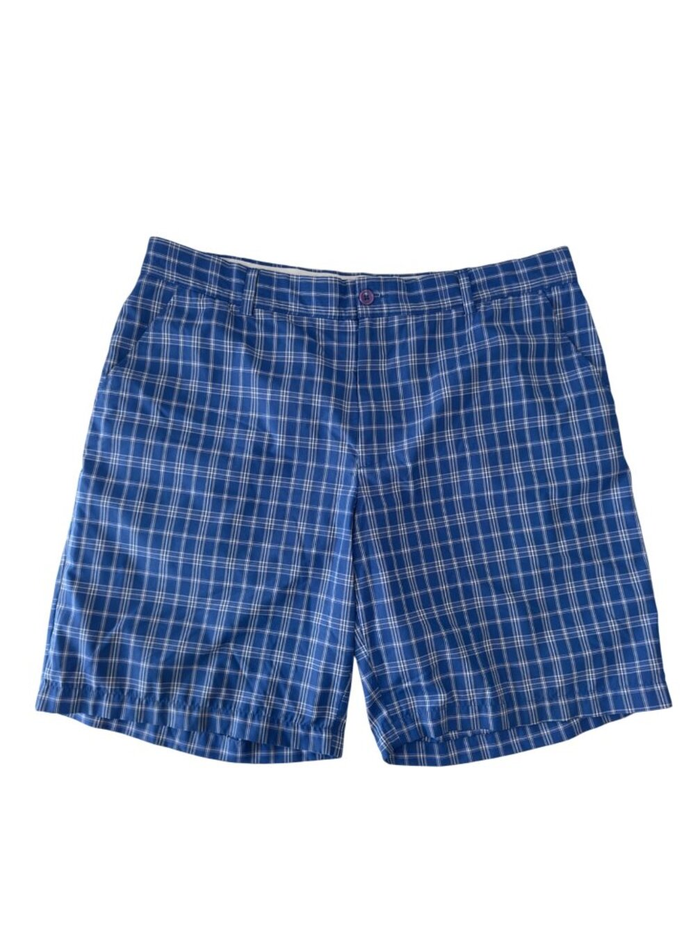 Greg Norman For Tasso Elba Mens Blue Plaid Golf Shorts Size 40 Polyester
